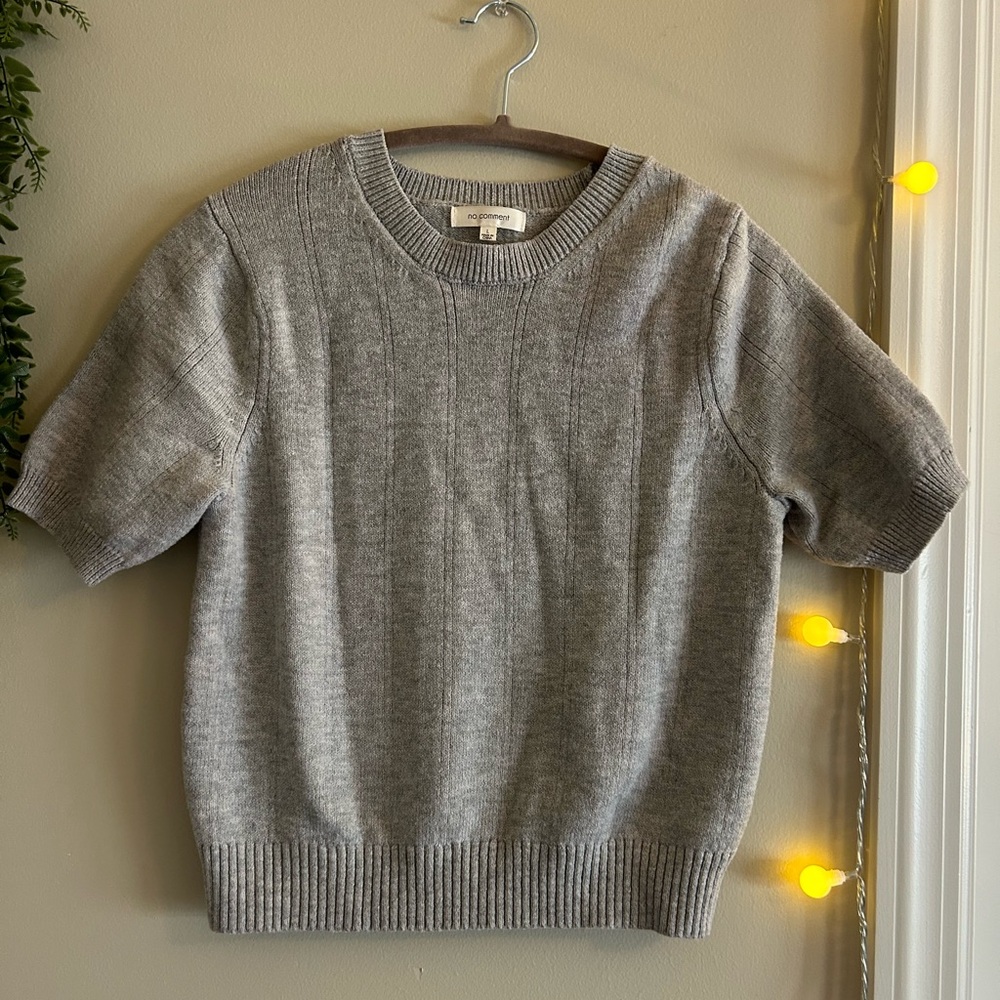 Gray Cropped Short Sleeve Sweater - No Comment Brand